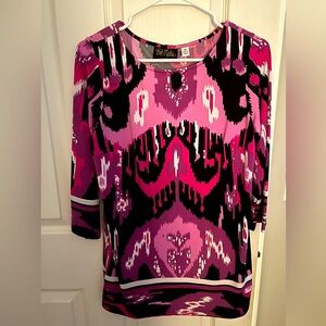 Bob Mackie three-quarter sleeve geometric print tunic size extra small